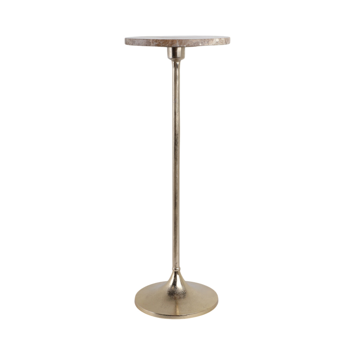 Beaumont Tan/Gold Drink Table with Marble Top