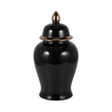 Arlenbeach Black/Gold Small Ceramic Temple Jar