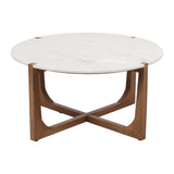 Keystone White/Brown Modern Coffee Table with Marble Top