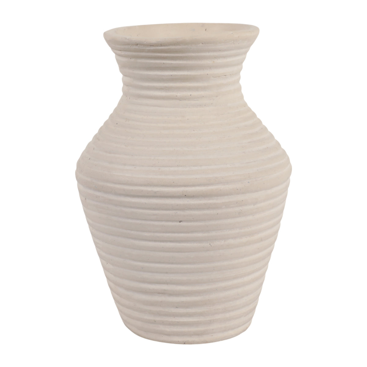 Brazos Ivory Small Paper Mache Ribbed Vase