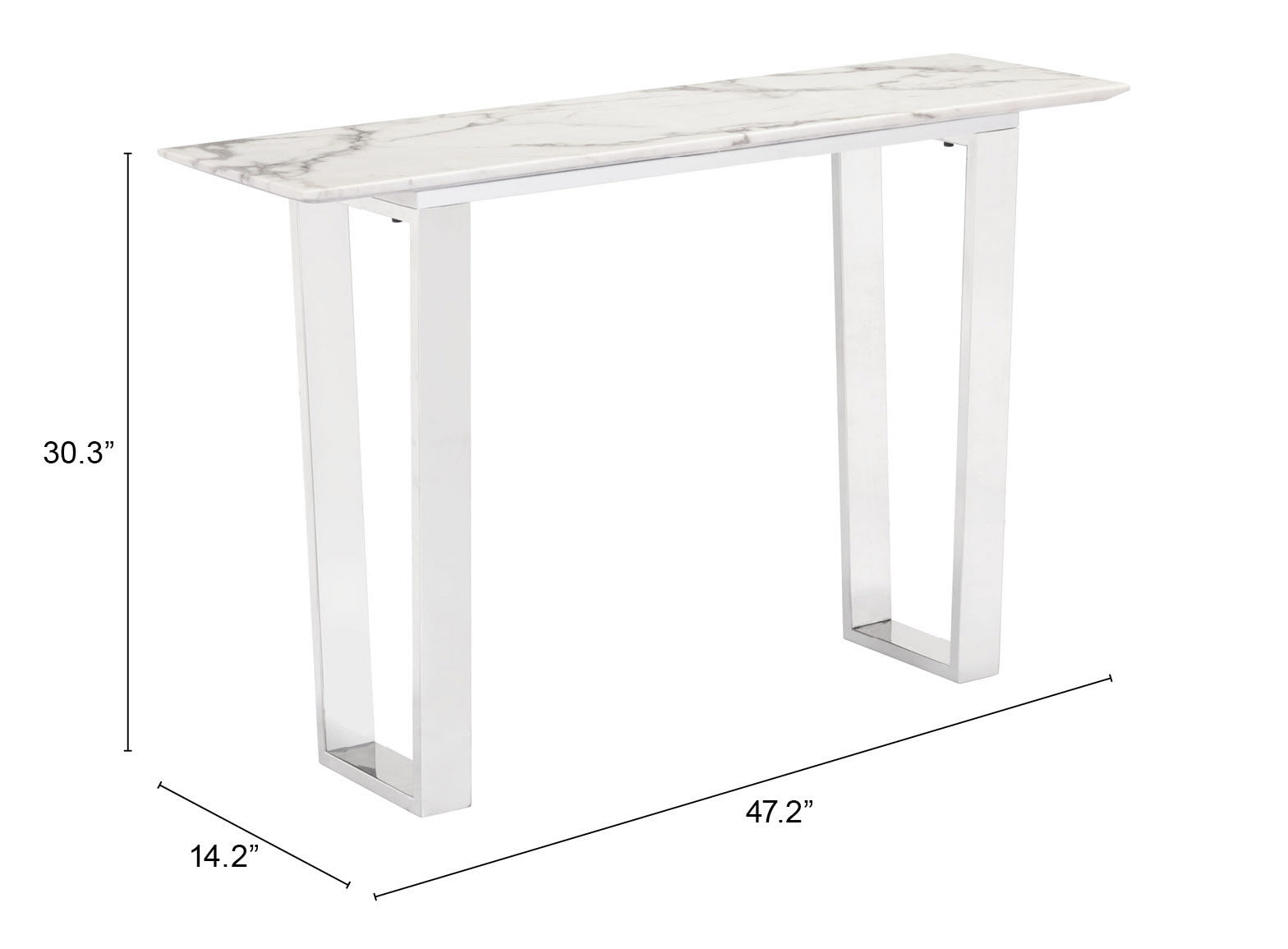 Atlas White & Silver Console Table