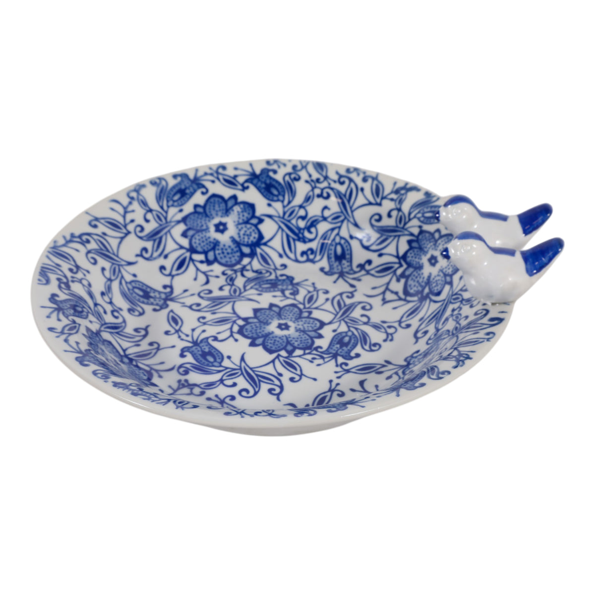 Foleymill Blue/White Floral Chinoiserie Bird Bath Birding