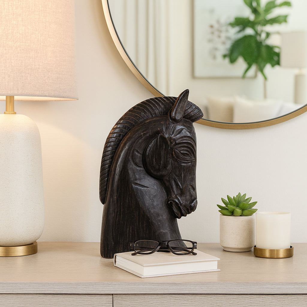 Stacy Black Trojan Horse Head Antiqued