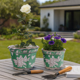 Aidenridge Green/White/Brown Planters (Set of 2)