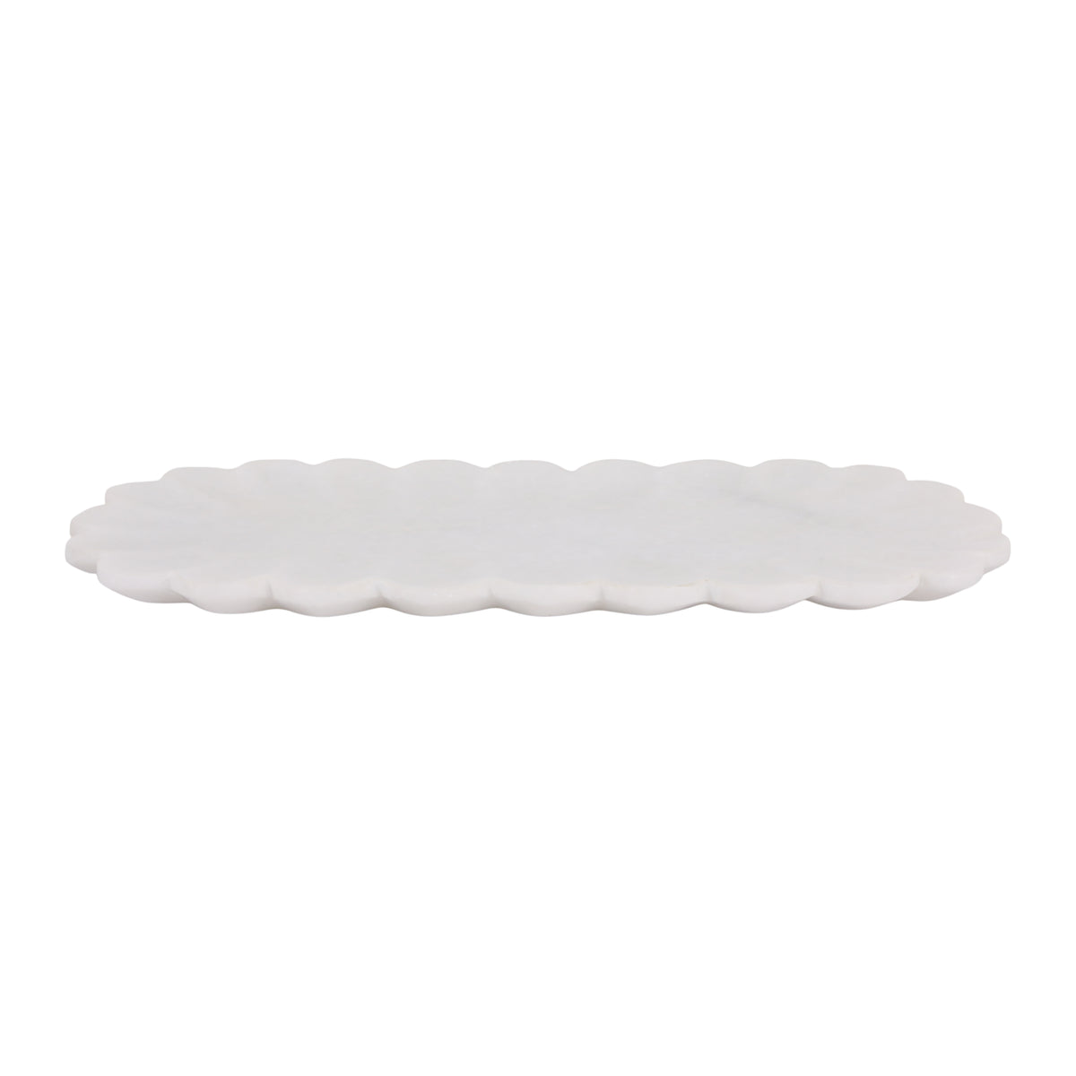 Elvas White Flat Scallop Edge Marble Tray