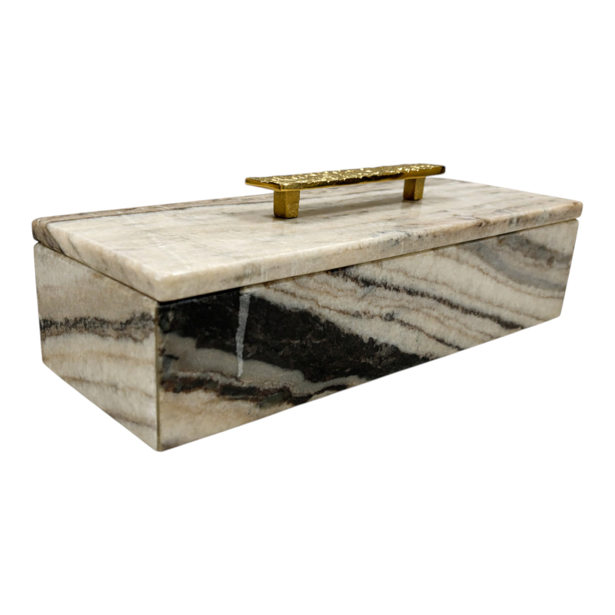 Hannchen Gray/Gold Marble Box with Inlay and Knob