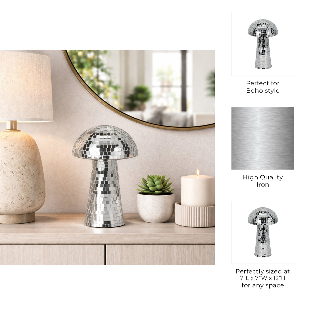 Lakeshore Silver Large Mosaic Mushroom
