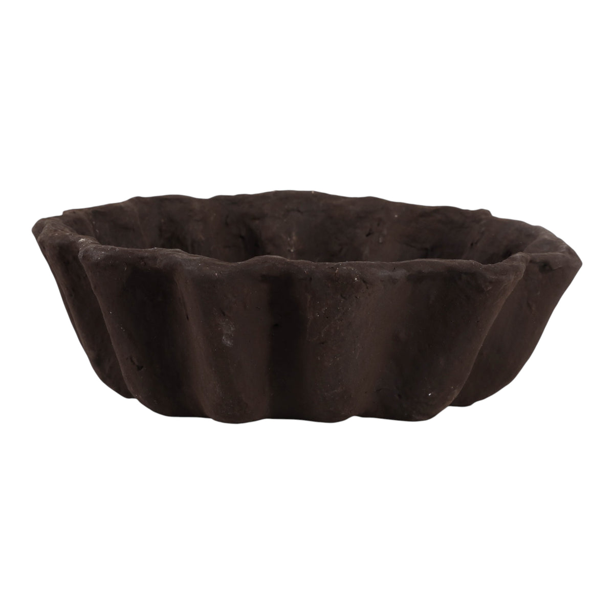 Ragtown Brown Fluted Paper Mache Bowl