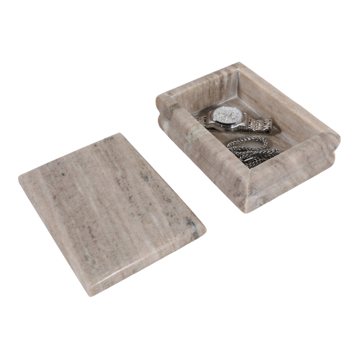 Elmira Beige Ribbed Layered Marble Box
