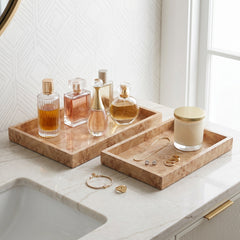 Hayfork Tan Burl Wood Print Trays (Set of 2)