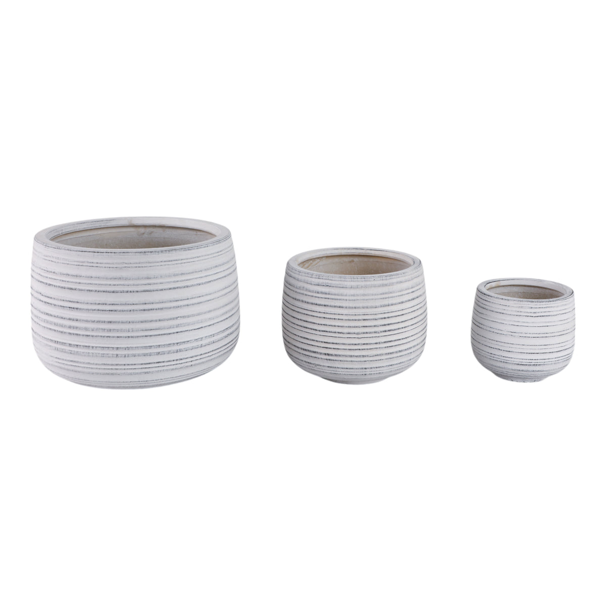 Raymondhaven White Ribbed Planters (Set of 3)