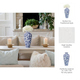 Ortonville Blue/White Ceramic Chinoiserie Vase