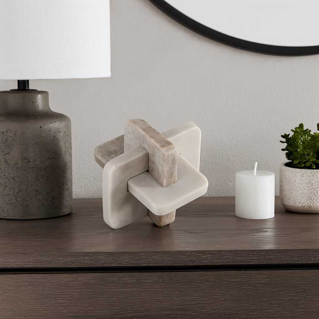 Thornton White/Beige Marble Knot