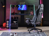 Roox Black Gamer Desk w/ Lighting & Side Cabinet - Ornate Home