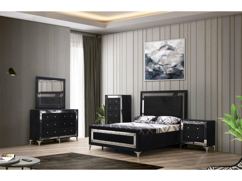 Angelina - Black - King 5pc Bedroom Set - Ornate Home