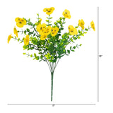 13in. UV Resistant Artificial Pansy Bush (Indoor/Outdoor) - Set of 12
