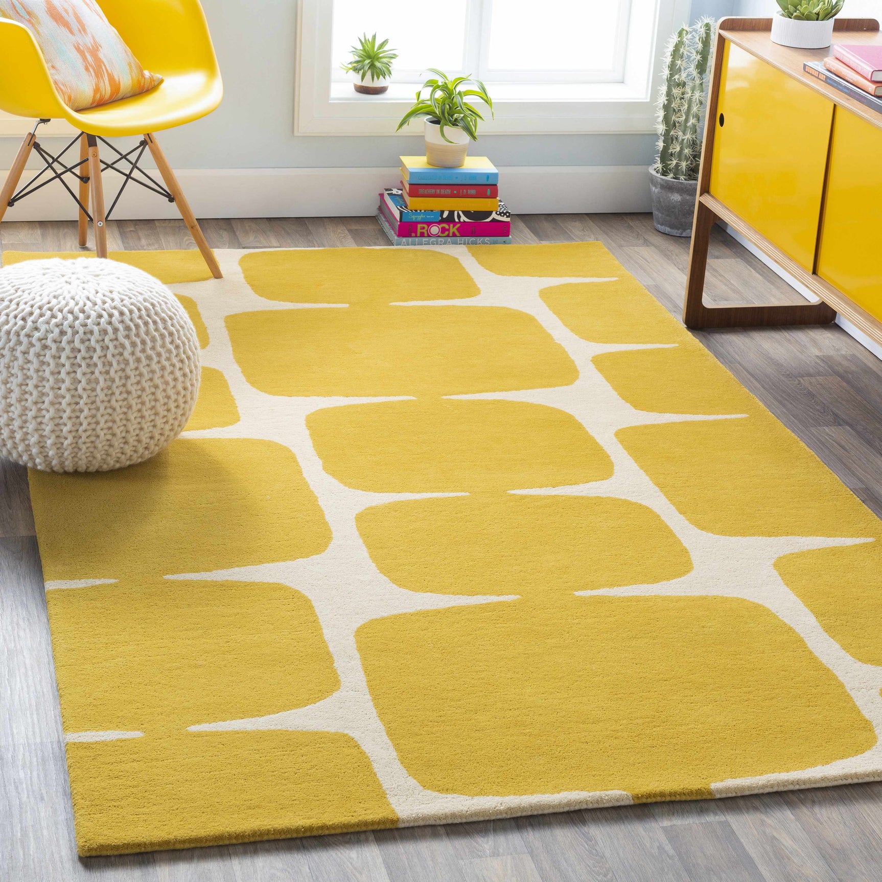 Astor Yellow Modern Wool Rug - Clearance