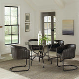 Aviano Gunmetal & Round Glass Dining Table - Ornate Home