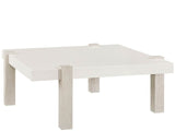 Modern White/Mist 44" Wide Quartz Top Light Oak Base Square Cocktail Table