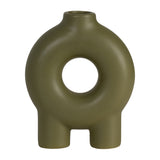 The Oaks Olive Ceramic Donut Footed Vase