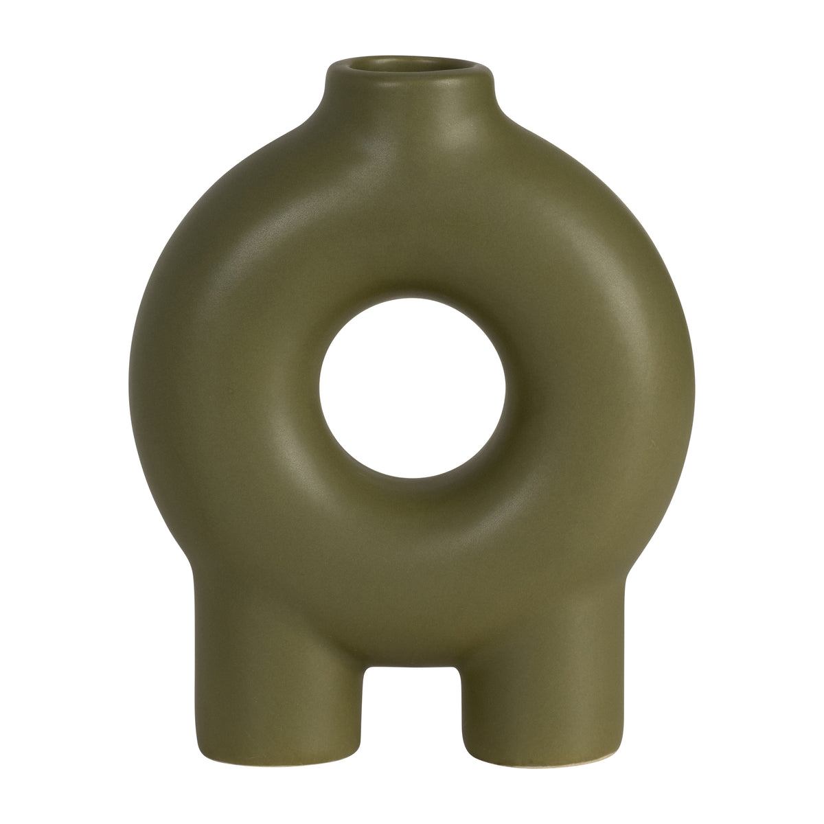 The Oaks Olive Ceramic Donut Footed Vase