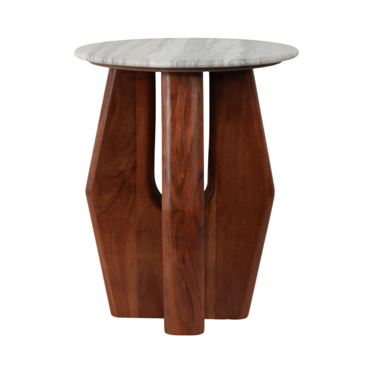 Hat Creek Brown Accent Table with Curved Legs and Marble Top