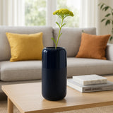 Coromar Navy Blue Small Ceramic Grooved Vase