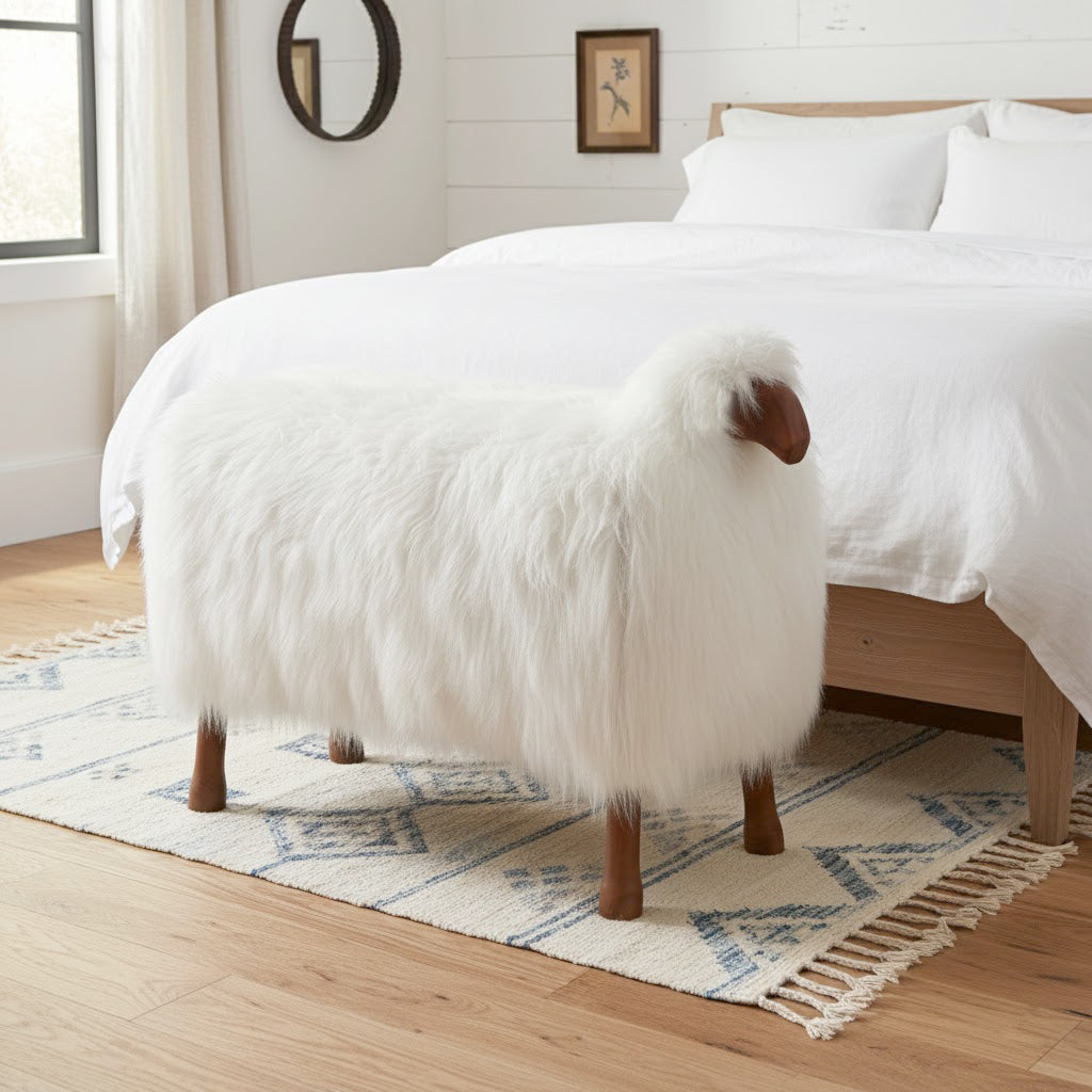 Leoland White/Brown Faux Fur Sheep