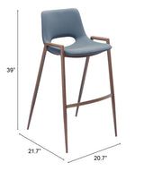 Desi Azure Gray & Walnut Barstool (Set of 2)