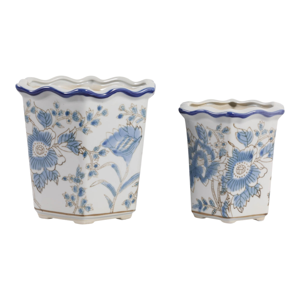 Enochfield Light Blue Chinoiserie Pot Planters (Set of 2)