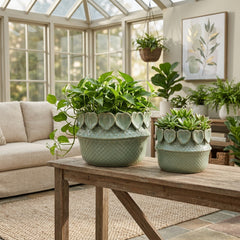 Fallonrun Green Leaf Applique Planters (Set of 2)