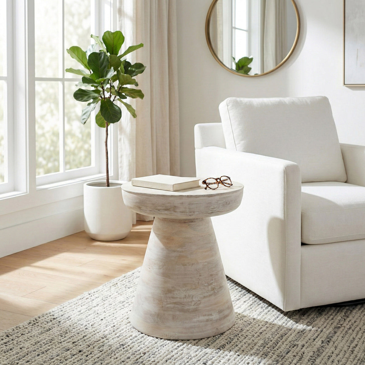 Ranchita White Wood Side Table