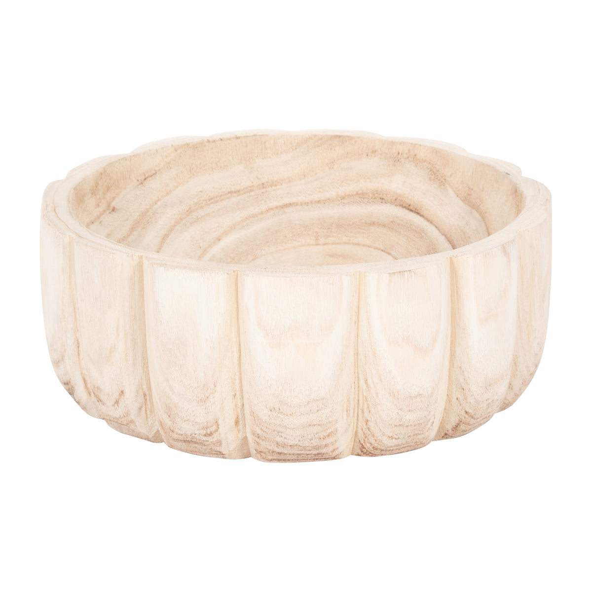 Nubieber Natural Wood Scalloped Bowl