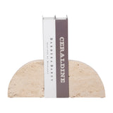 Lucca Tan Travertine Half Dome Bookends (Set of 2)