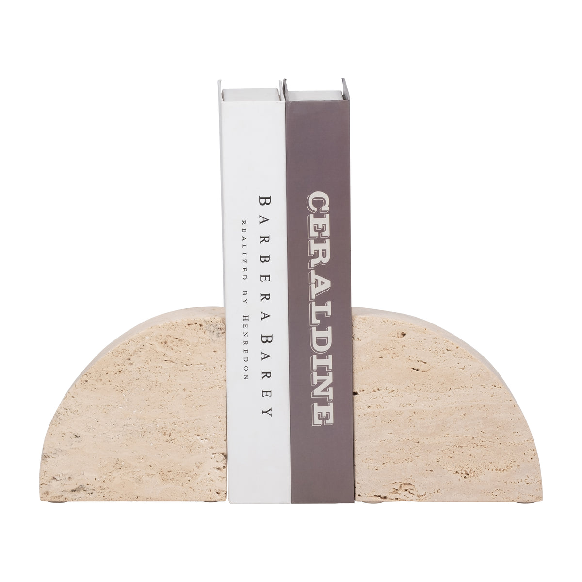Lucca Tan Travertine Half Dome Bookends (Set of 2)