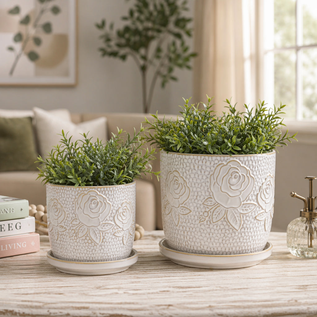 Hobartgate Ivory/White Planters (Set of 2)