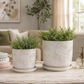 Hobartgate Ivory/White Planters (Set of 2)