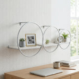Grenada White/Silver Wood and Metal Wall Shelves (Set of 3)
