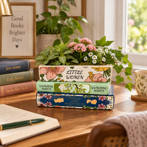 Ballena Multicolor Classic Books Stacked Planter