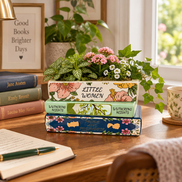 Ballena Multicolor Classic Books Stacked Planter
