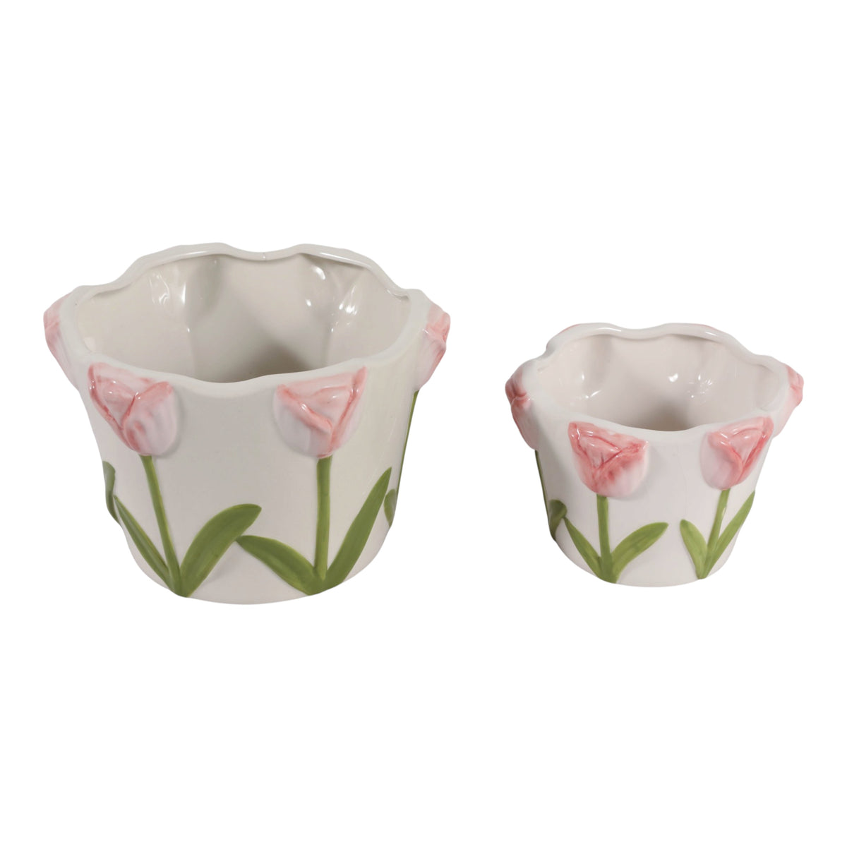 Glenbrook Multicolor Dimensional Tulips on Planters (Set of 2)