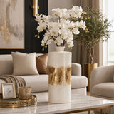 Hurleton Pearl/Gold Metal Flask Vase