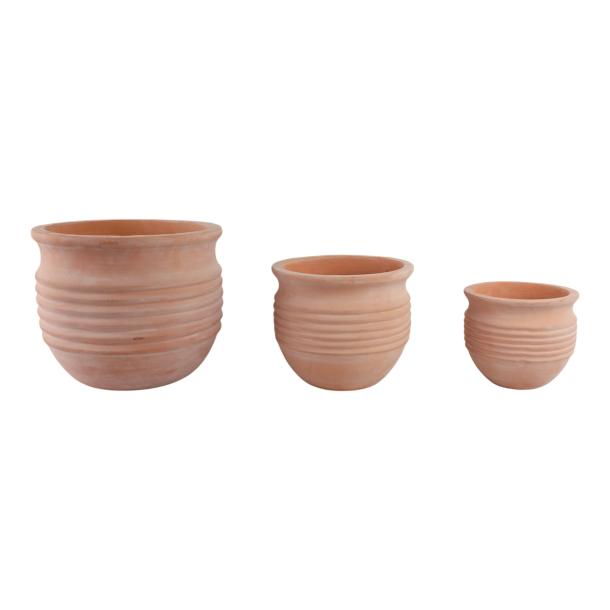 Paxton Natural/Red Terracotta Ribbed Pots (Set of 3)