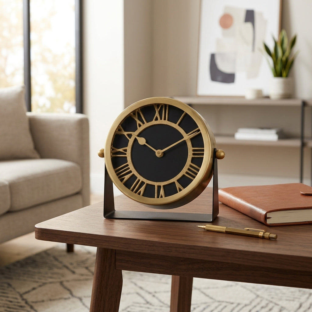 Glastonley Black/Gold Clock