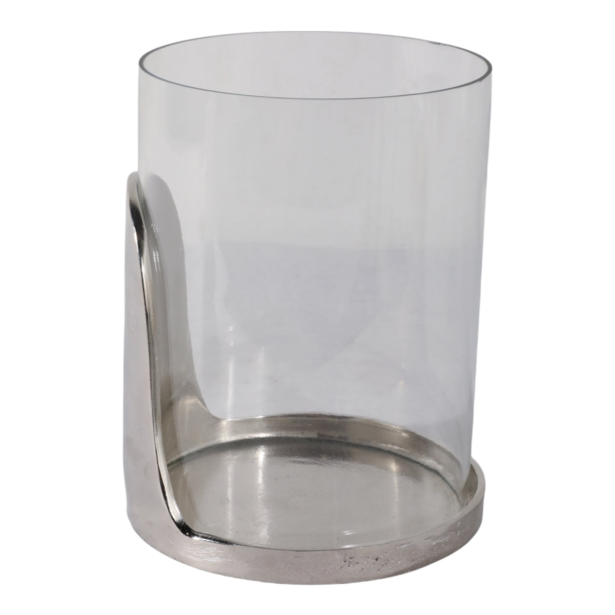 Wilson Grove Silver/Clear Metal Base Hurricane Pillar Holder