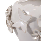 Calgro Ivory Floral Applique Planter with Butterfly