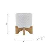 Bannister White Chevron Planter with Stand