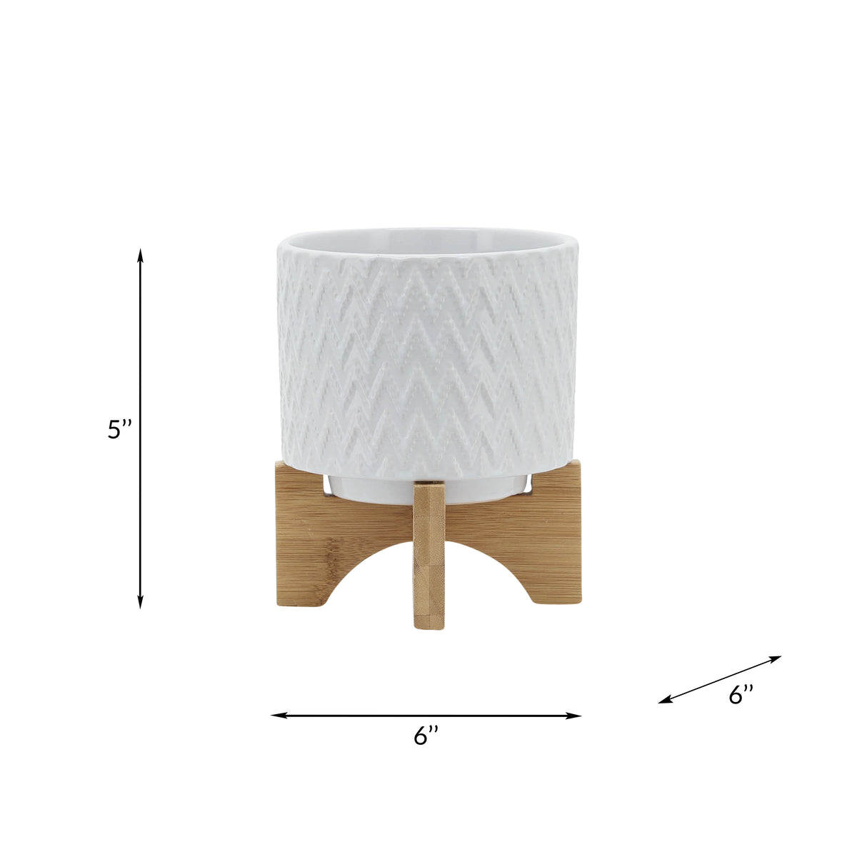 Bannister White Chevron Planter with Stand