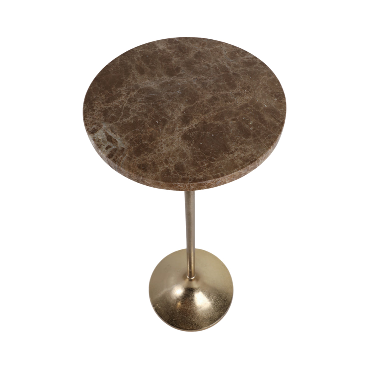 Beaumont Tan/Gold Drink Table with Marble Top