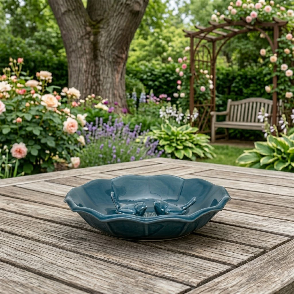 Hardy Blue Flower Bird Bath
